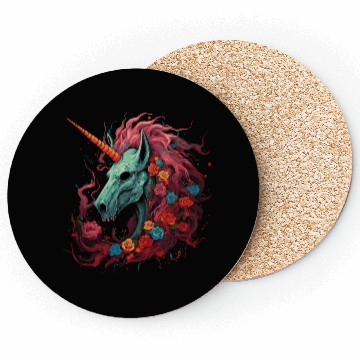 Discover scary unicorn and flowers Coasters