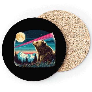 Discover Bear under the moonlight natural idyll Coasters