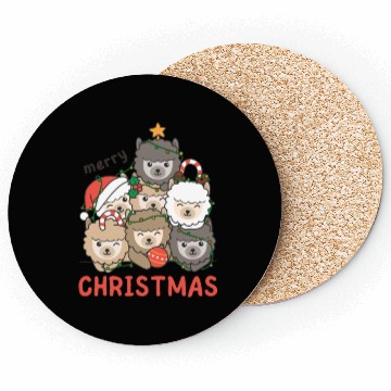 Discover Alpaca Christmas Tree Merry Christmas Coasters