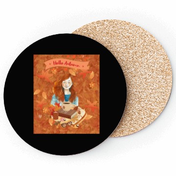 Discover "Hello Autumn - Cozy Reading Nook" Coasters