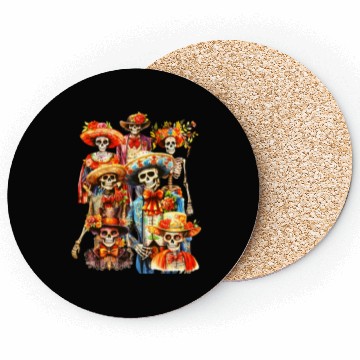 Discover Mexican Holiday Dia de Muertos Skeletons Selfie Coasters