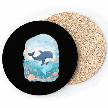 Discover cute whale in cartoon fantasy Coasters