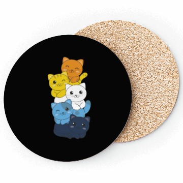 Discover Aroace Flag Pride Lgbtq Cute Cats Bunch Coasters