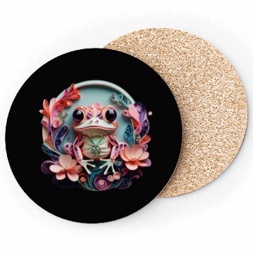 Discover Frog's Floral Embrace Coasters