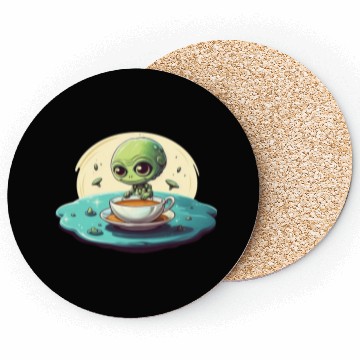 Discover green alien coffee coffee drinker Coasters