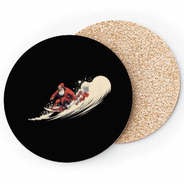 Discover Surfing Santa Summer Christmas Coasters