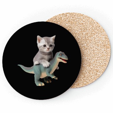 Discover Cute kitten rides on T-rex Coasters