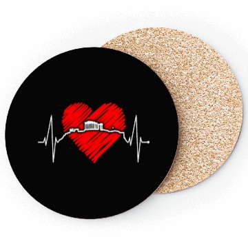 Discover Athens Skyline Heartbeat Heart Flag Ancient Greek Coasters