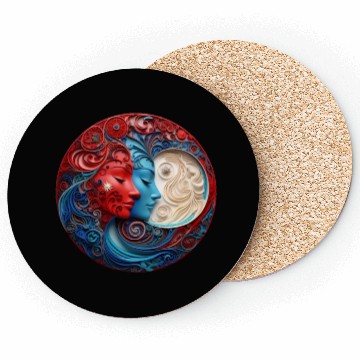 Discover Ceramic Good Evil Contrast Moon Coasters