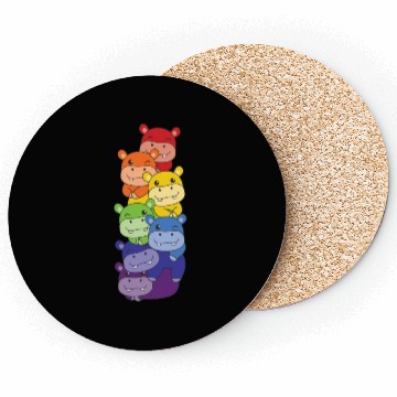 Discover Rainbow Flag Pride Lgbtq Cute Hippo Stack Coasters