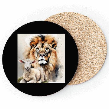 Discover Lion and Lamb Christian Apparel Coasters
