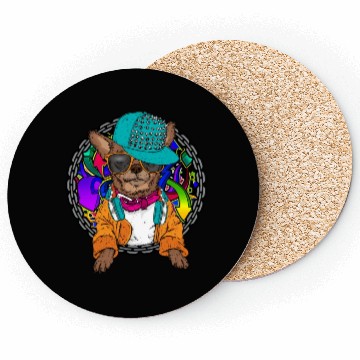 Discover Street Dog Chihuahua Graffiti With Chain Dog Coasters