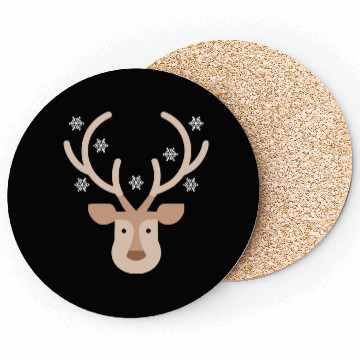 Discover Reindeer Head With Snowflakes Coasters