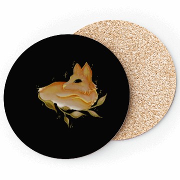 Discover autumn fox light with dark eye Coasters