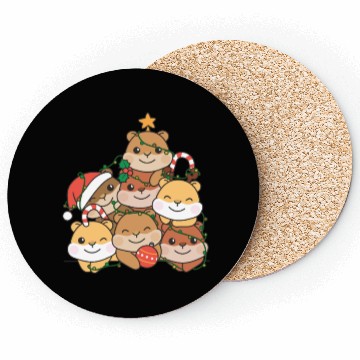 Discover Hamster Christmas Tree Funny Animal Christmas Coasters