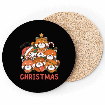 Discover Red Panda Christmas Tree Merry Christmas Coasters