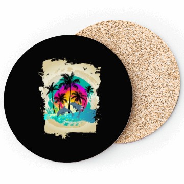 Discover Dolphin Palm Tree Sunset Coasters