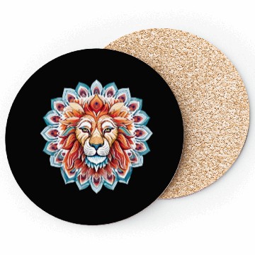Discover Lion Colored Mandala Art Coasters