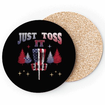 Discover Just Toss It - american flag disc golf basket Coasters