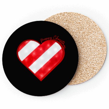 Discover Merry Christmas, Candy Cane Heart Coasters