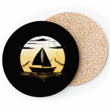 Discover Sailboat moon sailing gift for captain holiday Coasters