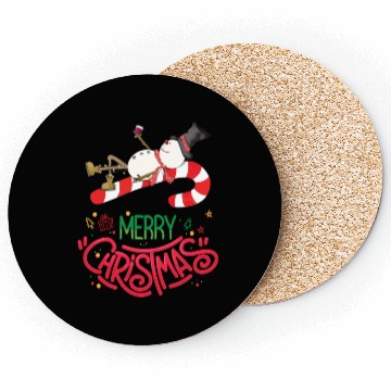 Discover Merry Christmas Snowman, Lying On Candy Cane Coasters