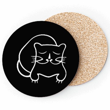 Discover Cat Line Art Sumi-e Vector Single Color Coasters