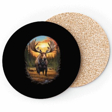 Discover Smiling Moose Grazing Coasters