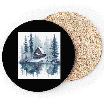 Discover Winter cabin Coasters