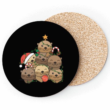 Discover Otter Christmas Tree Funny Animal Christmas Coasters