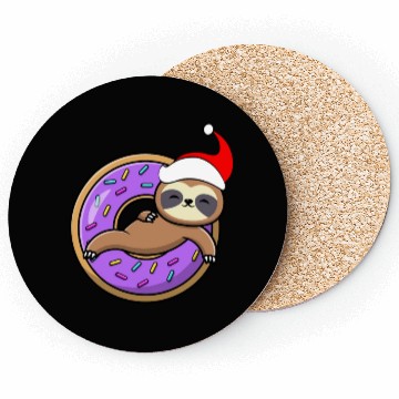 Discover Sloth and Donut Christmas Coasters