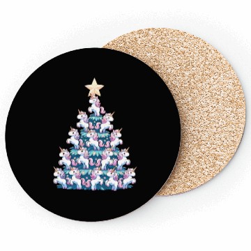 Discover Unicorn Christmas Tree Design Coasters
