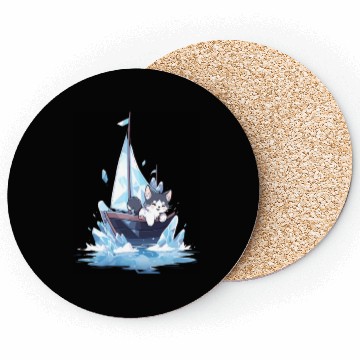 Discover Ice Sailing Cat Kitten Ice Sailor Ice Boating Coasters
