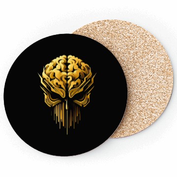Discover Gold skull brain head Coasters