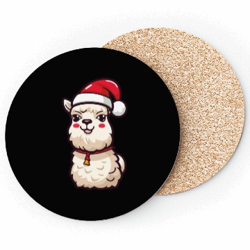 Discover CUte Llama Wearing Santa Hat Coasters