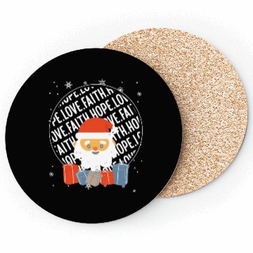 Discover Faith Hope Love Religious Family Christmas Santa Coasters