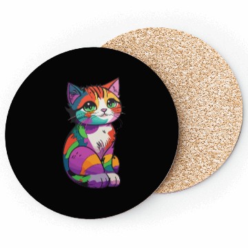 Discover Colorful Cute cat for cat Lovers Coasters