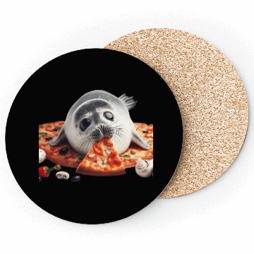 Discover Seerobbe enjoys pizza Coasters