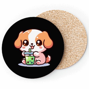 Discover Playful dog with bubble tea Coasters