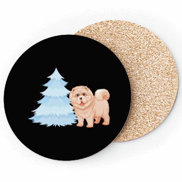 Discover Christmas tree and brown cute dog Coasters