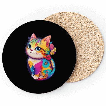Discover Colorful Cute cat for cat Lovers Coasters