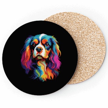 Discover Watercolor Colorful Cavalier King Charles Spaniel Coasters