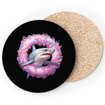 Discover shark in an inflatable ring Coasters