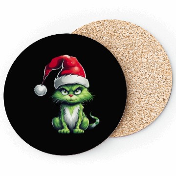 Discover Green Christmas Cat Coasters