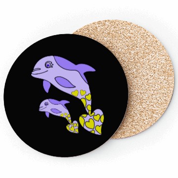 Discover The Endearing Dance of Dolphin Mom and Kid Coasters