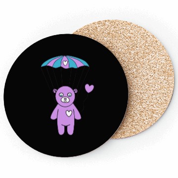 Discover Cheerful Purple Teddy bear with a Heart Balloon Coasters
