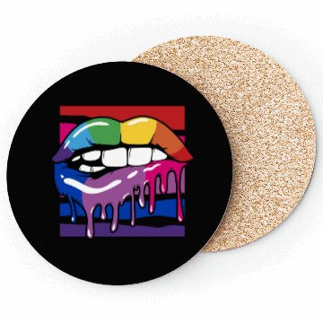 Discover Gay Rainbow Pride LGBTQ Bisexual Flag Rainbow Lips Coasters