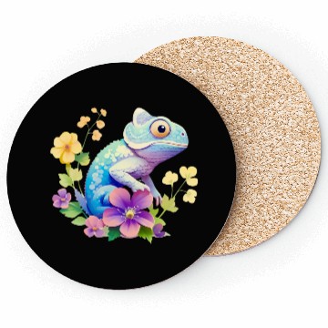 Discover Cute Chameleon for Lizard Pet Lover Coasters