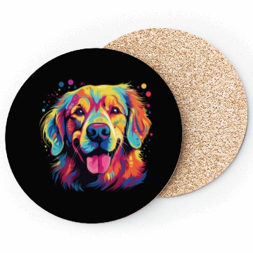 Discover Watercolor Colorful Golden Retriever Coasters