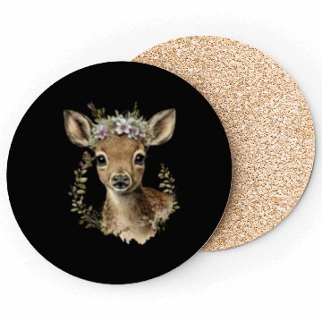 Discover Watercolor Floral Baby Deer Cute Coasters